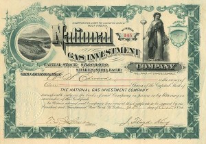 National Gas Investment Co. - Utility Stock Certificate